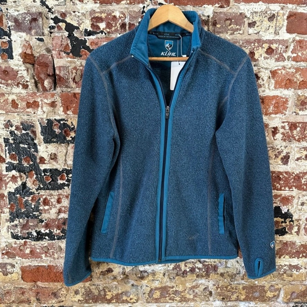 Kuhl Stella Alpaca Fleece Sweater Full Zip Jacket Womens Small Blue